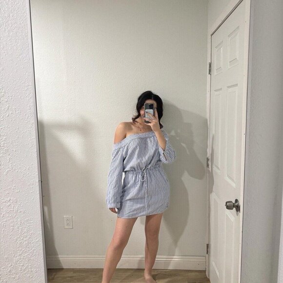 Rag & Bone/Jean Womens S Drew Poplin Off-the-Shoulder Drawstring Dress - Picture 4 of 12